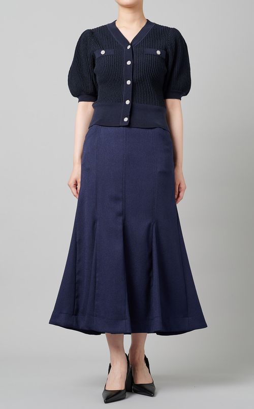 パフスリーブツイードカーディガン