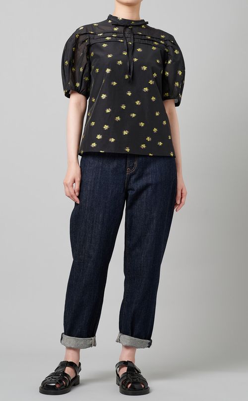 リボン付フラワードットブラウス