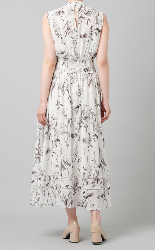 ウエストシャーリングプリントワンピース