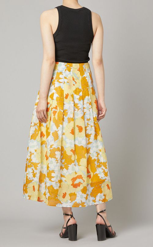 プリントタックフレアスカート