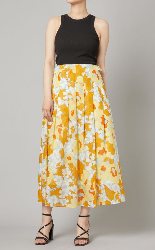 プリントタックフレアスカート