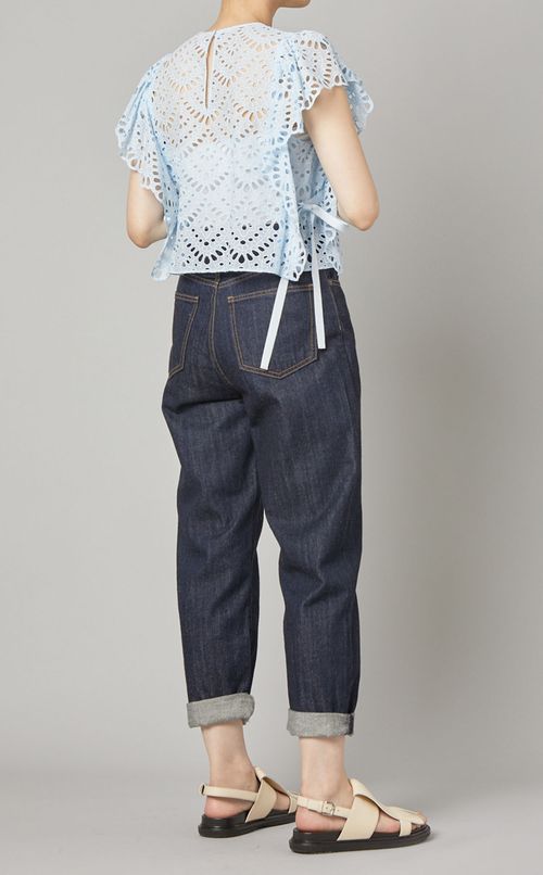 フリルスリーブレースブラウス