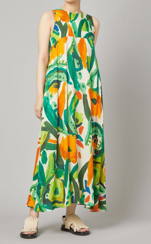 プリントノースリーブワンピース