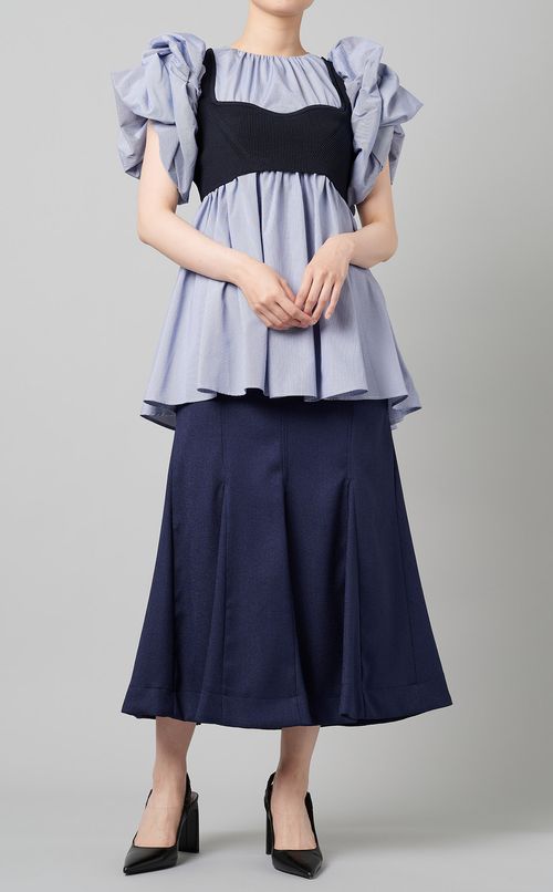 ニットビスチェ付ブラウス