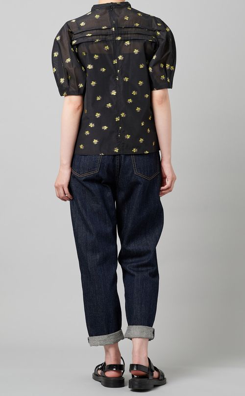 リボン付フラワードットブラウス