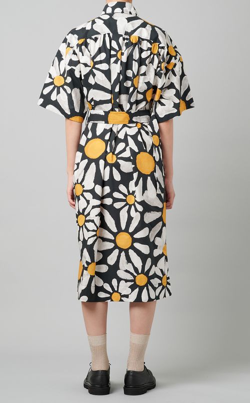フラワープリントシャツワンピース