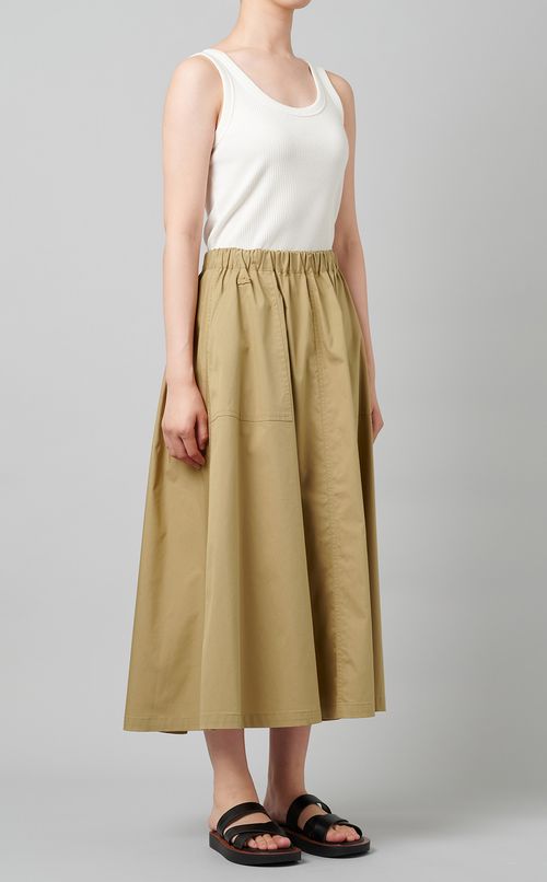 コットン混フレアイージースカート