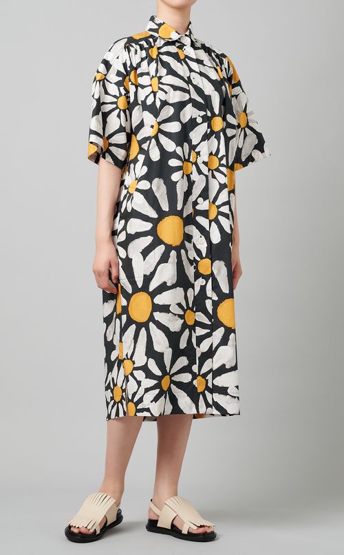 フラワープリントシャツワンピース