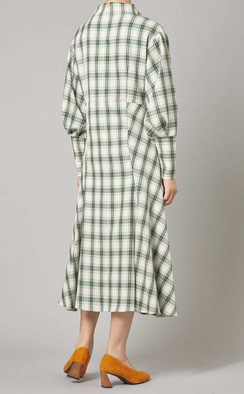 チェックフレアロングワンピース