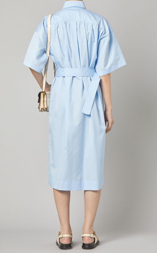 ベルト付コットンシャツワンピース