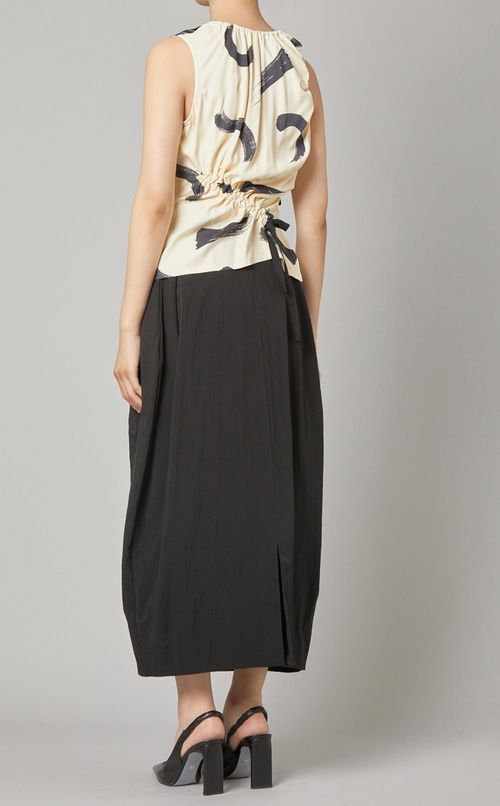 リネン混ギャザーブラウス