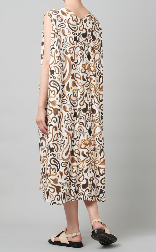 リネン混ペイズリータックワンピース