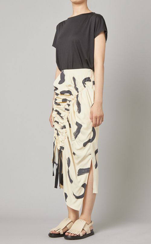 リネン混ギャザースカート