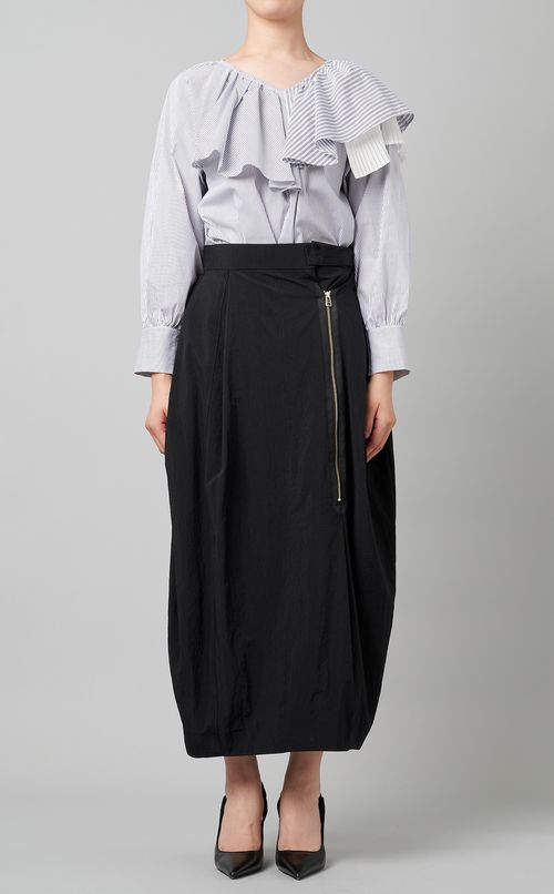 アシメフレアプリーツブラウス