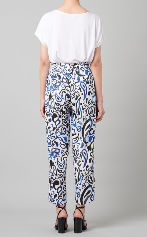 リネン混ペイズリーイージーパンツ