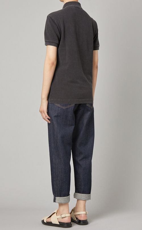 インディゴ染めポロシャツ