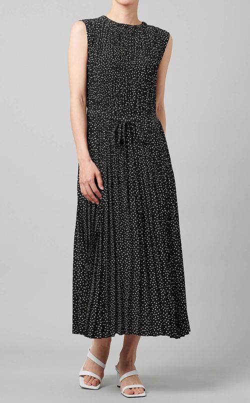 ドットプリントプリーツワンピース