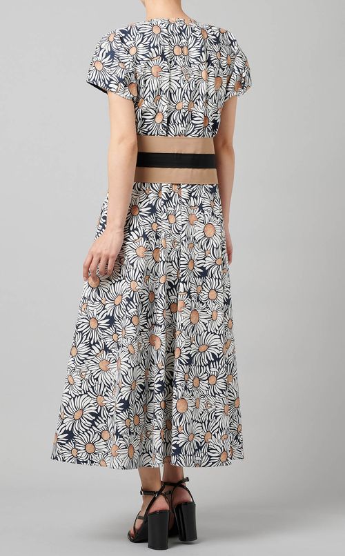 ベルト付フラワープリントワンピース