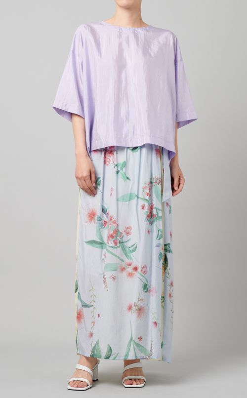 コットンシルクプリントラップスカート