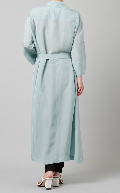 ショールカラーボリュームロングシャツ