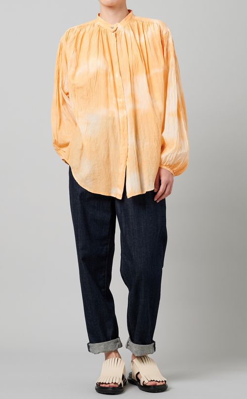 コットンシルクギャザーブラウス