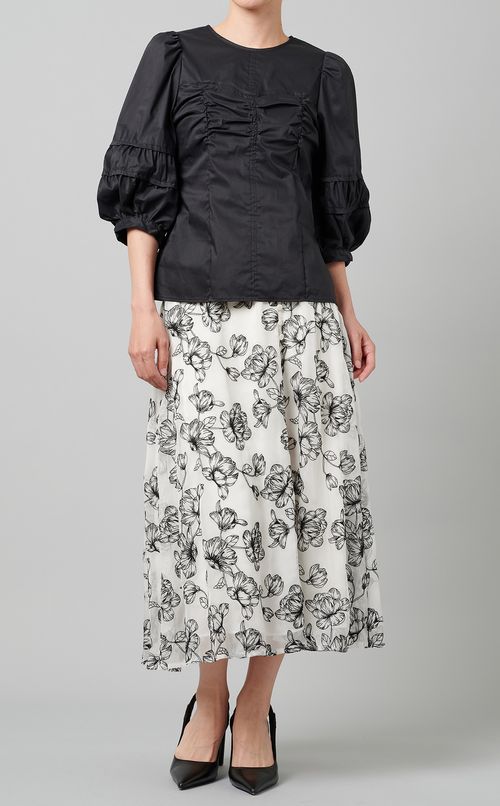 バイカラーフラワーフレアスカート