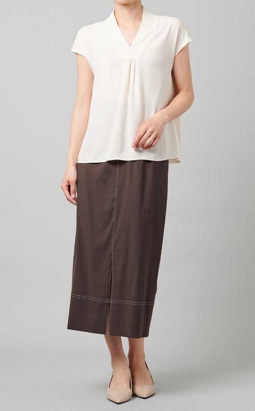 Vネックキャップスリーブプルオーバー