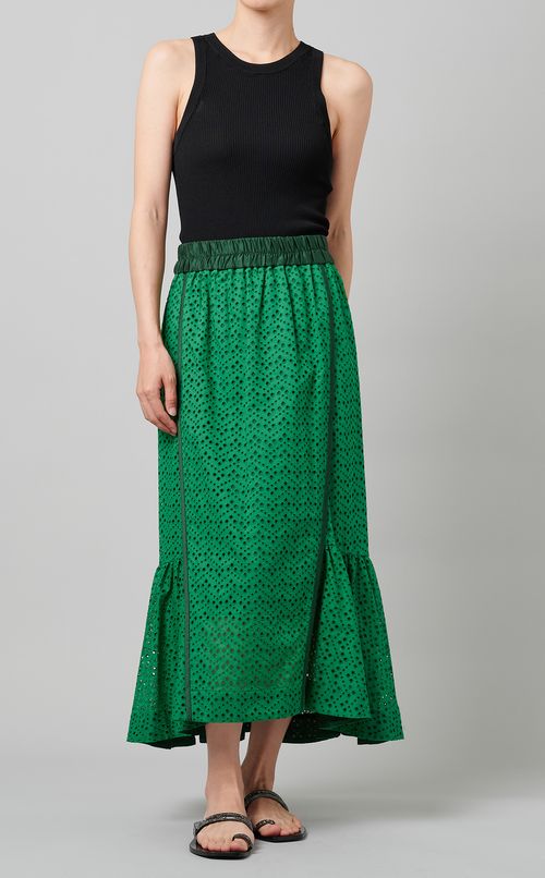 コットンレース裾切替スカート