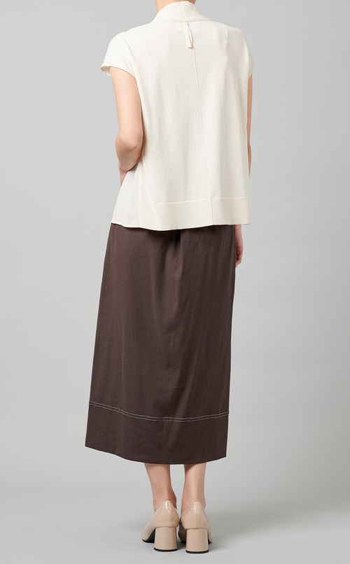 Vネックキャップスリーブプルオーバー