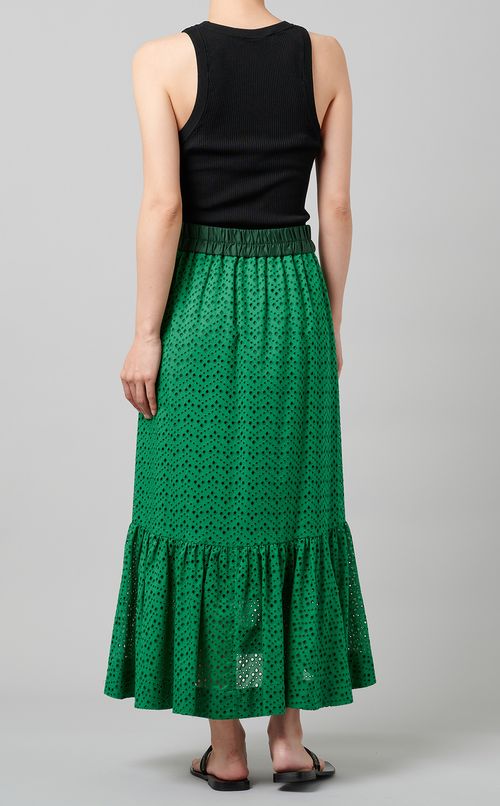 コットンレース裾切替スカート