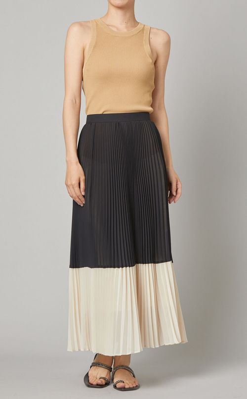 カラーブロッキングプリーツスカート