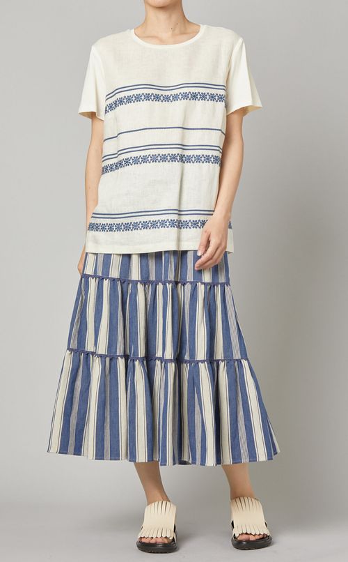 コットン混刺繍プルオーバー