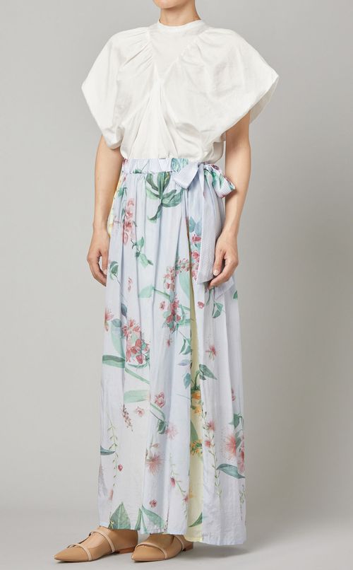 コットンシルクプリントラップスカート