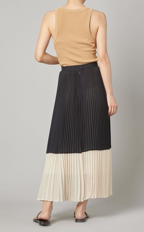 カラーブロッキングプリーツスカート