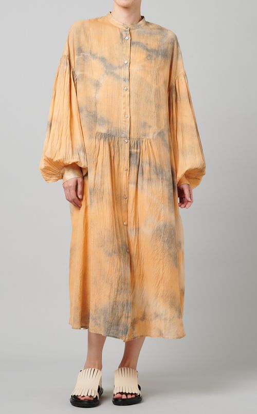 コットンシルクブラウスワンピース