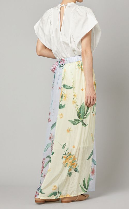 コットンシルクプリントラップスカート