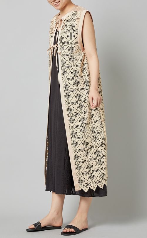 ストライプエンブロイダリーワンピース