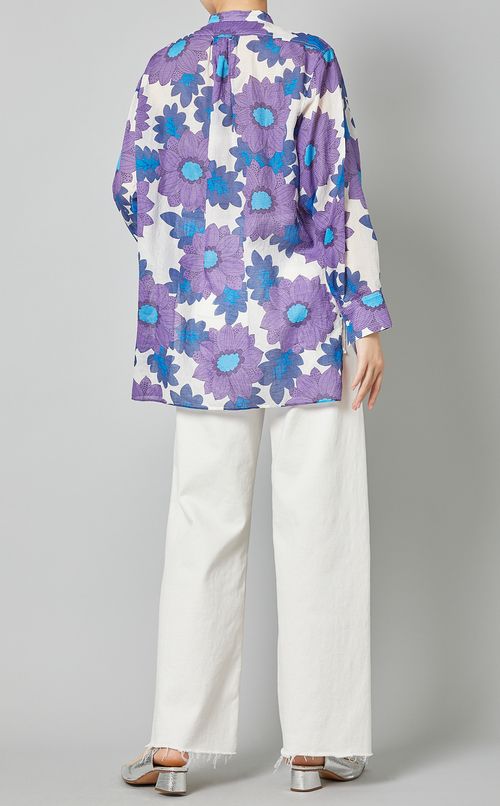 ビッグフラワーバンドカラーシャツ