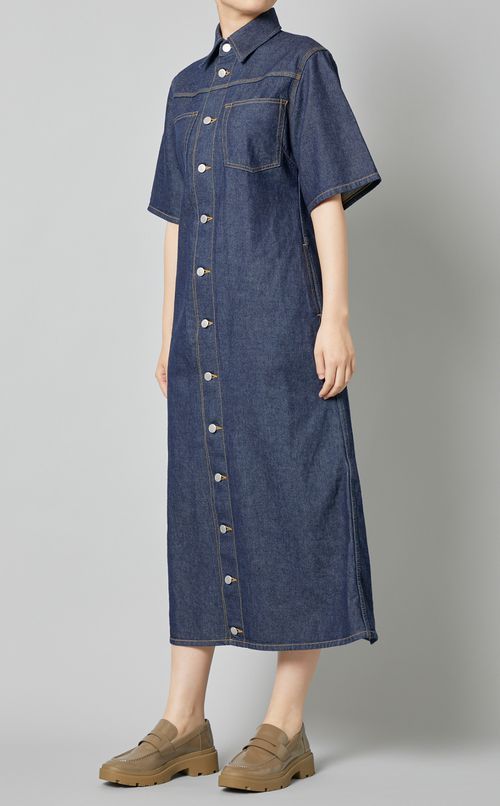 デニムシャツロングワンピース