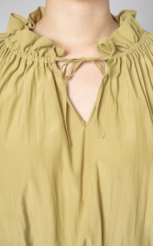 レースドッキングギャザーブラウス