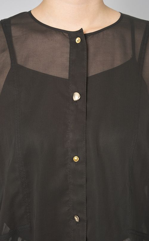 オーガンジードルマンスリーブシアーシャツ