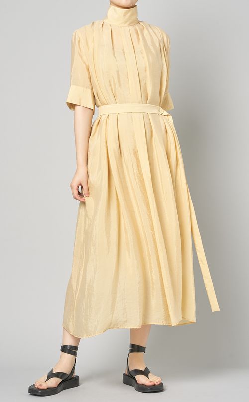 オーガンジーピンタックプリーツドレス