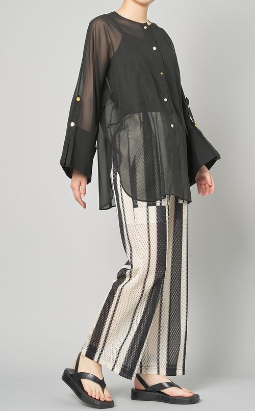 オーガンジードルマンスリーブシアーシャツ