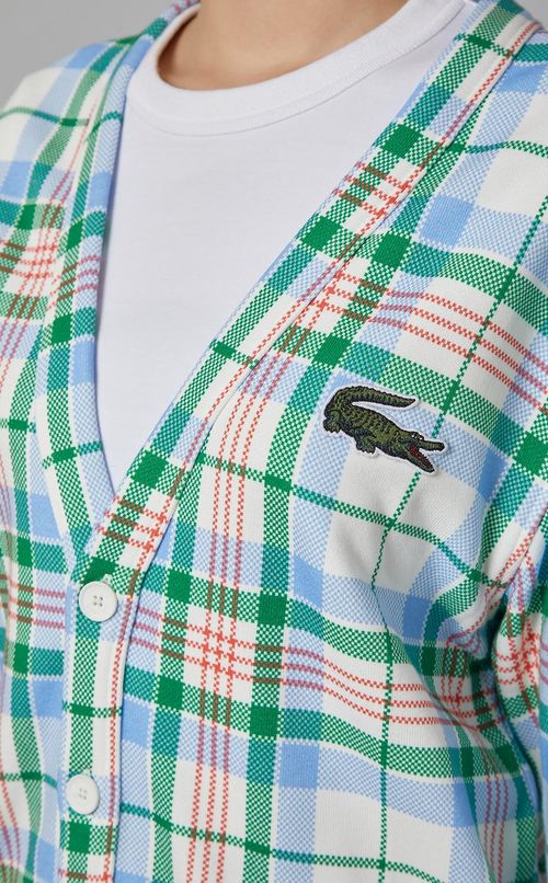 チェックプリントVネックカーディガン