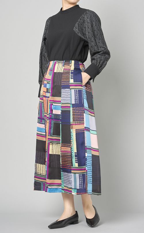 チェックスタープリントスカート