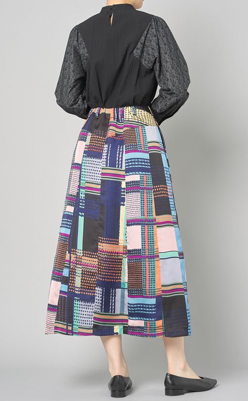 チェックスタープリントスカート