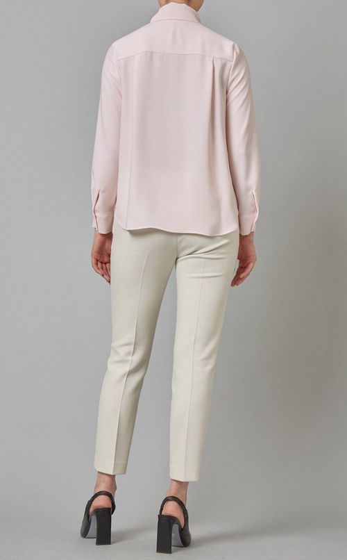 ボウタイ付フライフロントブラウス