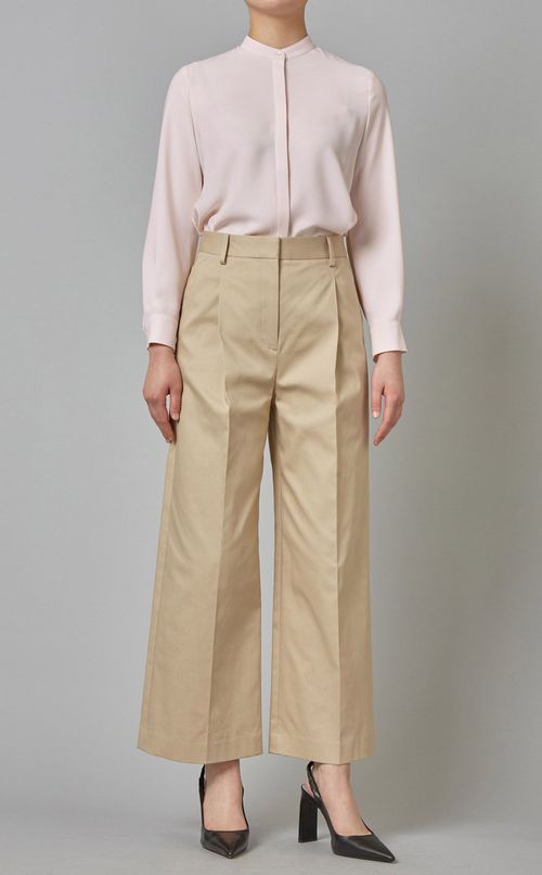 ボウタイ付フライフロントブラウス