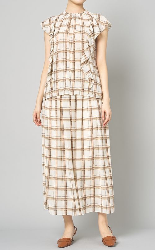 チェックギャザーロングスカート