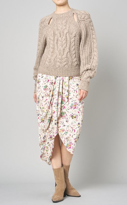 マルチプリントタックミディスカート